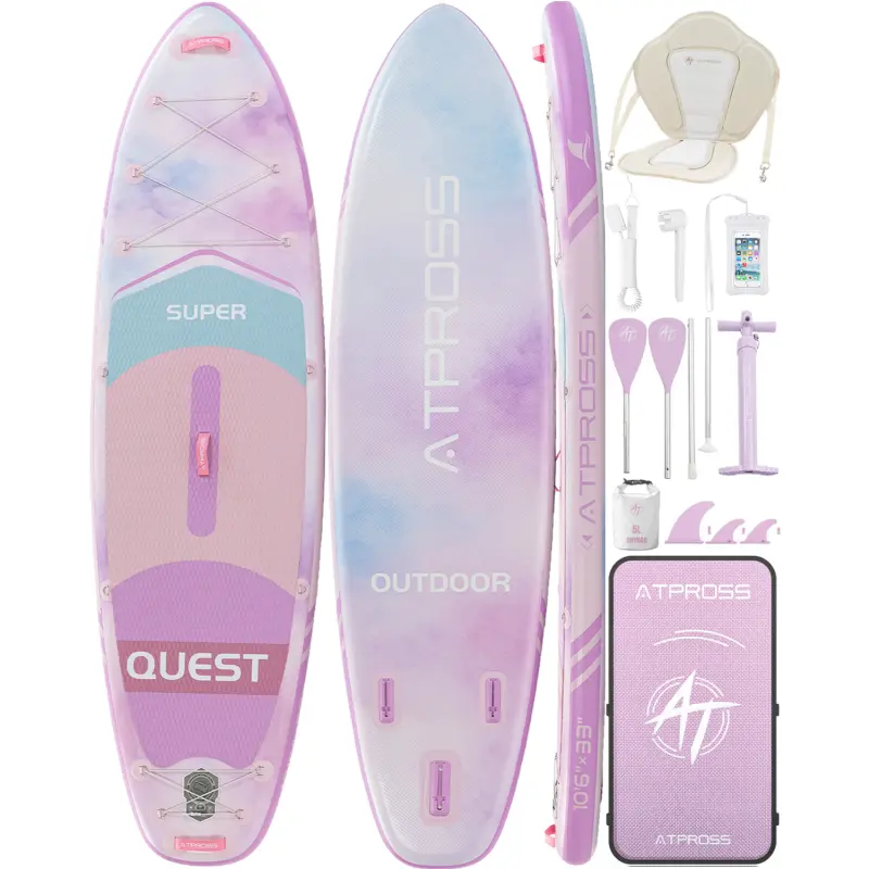 [DealsForYouDays] 10'6''x33'' Inflatable Stand Up Paddle Board - Outdoor Sport SUP, 400lbs Extra Wide Design, Kayak Seat, Anti-Slip EVA Deck, Premium Accessories Kit for Yoga, Fishing
