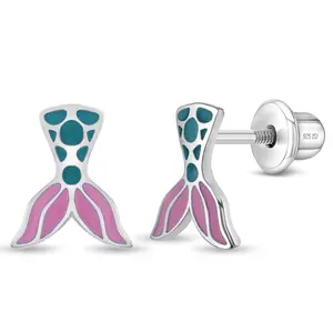 Mermaid Tail Kids / Children's / Girls Earrings - Sterling Silver
