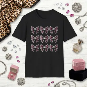 Pink Gemstone Bow Pattern T-Shirt