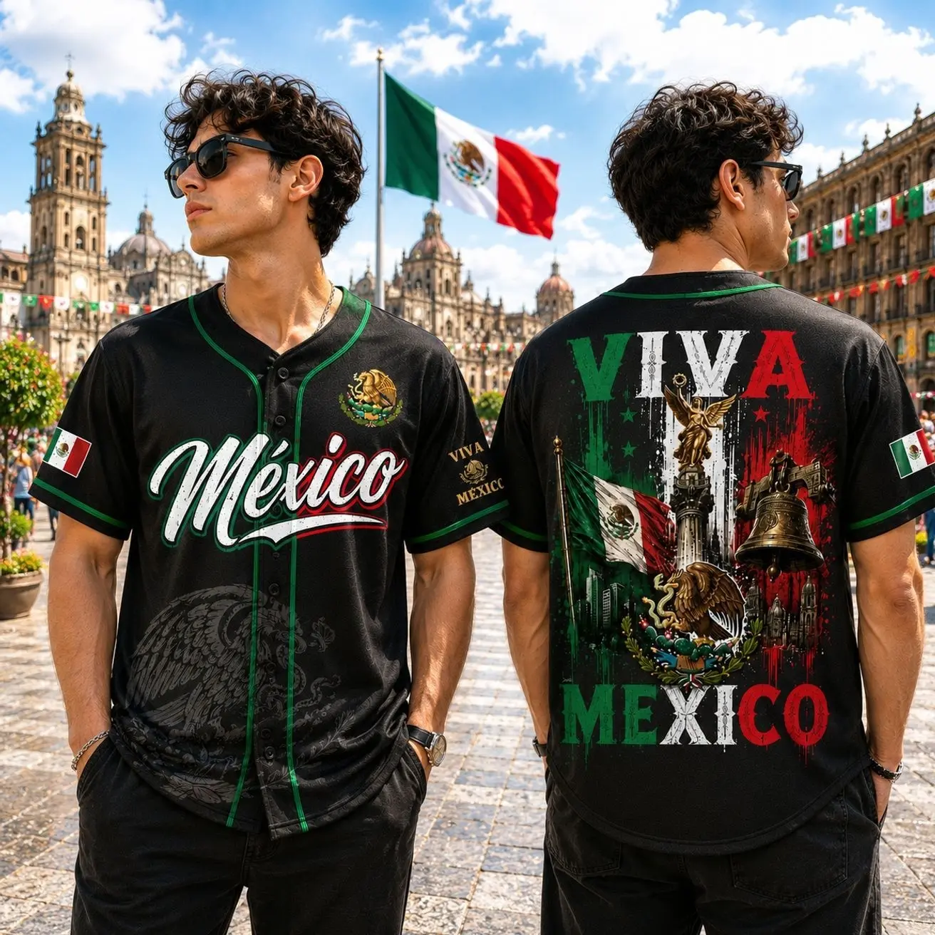 Mexico Independence Day 2026 Baseball Jersey, Mexican Flag Graphic Button Up Shirt, Available in Kids & Adult Sizes, Patriotic Fiesta Outfit, Gift for Family