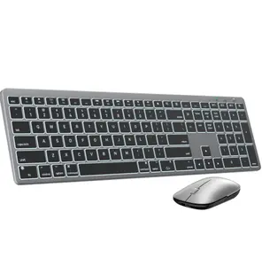 SABLUTE Bluetooth Keyboard and Mouse for Mac, Backlit, Multi-Device, Rechargeable, KMA1pro Full-Size Slim Wireless Keyboard Mouse for Mac, Compatible with MacBook Pro/Air/Neo, iPad, Space Gray