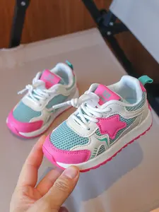 Star Decoration Baby Walker Shoes, Fresh Color Block Simple Style, Suitable for Toddlers Daily Home or Outing Use, Casual Less Than Ankle Height