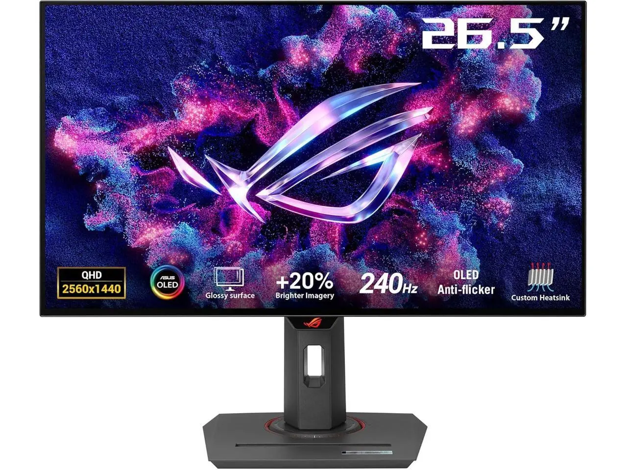 ASUS ROG Strix 27 inch QHD 2K 1440P 240Hz AMD FreeSync Premium & Nvidia G-Sync compatible 0.03ms HDR400 99% DCI-P3 GLOSSY OLED Gaming Computer Monitor Height Adjustable, Pivot, Swivel & Tilt Stand