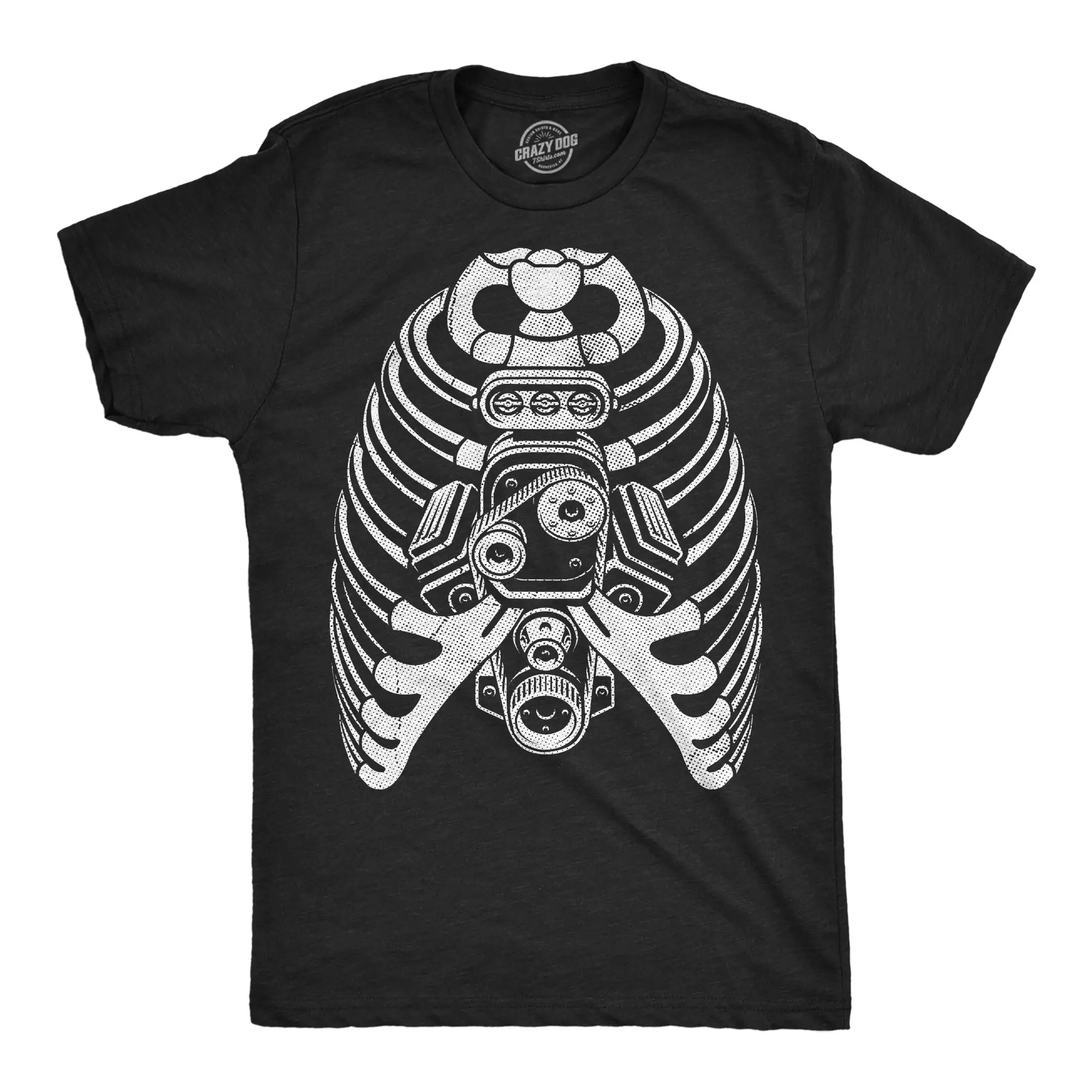 Mens Funny T Shirts Ribcage Engine Sarcastic Mechanic Graphic Novelty Tee for Men Mens Funny T Shirts Cool Vintage Fashion T-Shirt Gift Classic Menswear Funny Mechanic Short Sleeve Novelty Tees for Guys Black -
