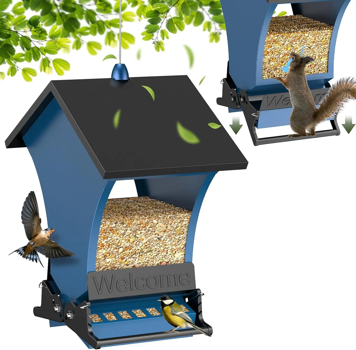 Wildpark Squirrel-Proof Hanging Bird Feeder - Durable, Vibrant Orange - Ideal for Cardinals, Chickadees - Great Gift for Bird Lovers, Squirrel-Proof Bird Feeders