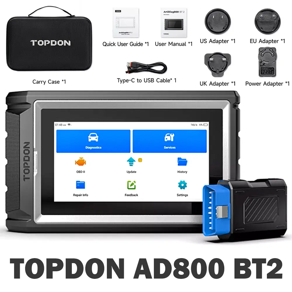 [SummerSale]TOPDON AD800BT 2 OBD2 Scanner, 2026 Bidirectional Scan Tool, Function as AD900 Lite AD Pro, All System Automotive Diagnostic Scanner, Active Test, 28+ Reset Service, FCA Autoauth, 2 Years Free Update fathersdaygift, Automotive Scan Tool,, Blu