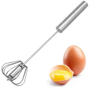 Stainless Steel Egg Whisk, Semi-automatic Egg Beater, Dishwasher Safe and Easy To Clean Cream Beater, Kitchen Utensils