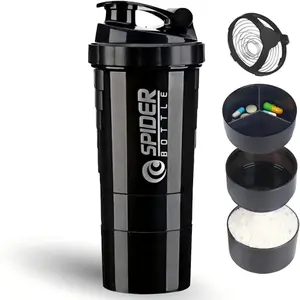 Portable Protein Shaker Cup, Three-Layer Detachable Design, BPA-Free Leak-Proof, Multiple Colors Available, Ideal for Gym Use, Work Out, Protein Shaker Bottle