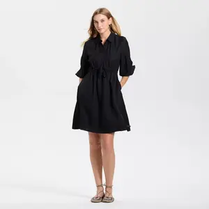 Women's Elbow Sleeve Drawstring Waist Mini Shirtdress - Universal Thread