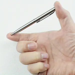 1pc Mini Metal Twist-Activated Ballpoint Pen - Pocket-Sized Fine Black Ink Ballpen Office School Supplies
