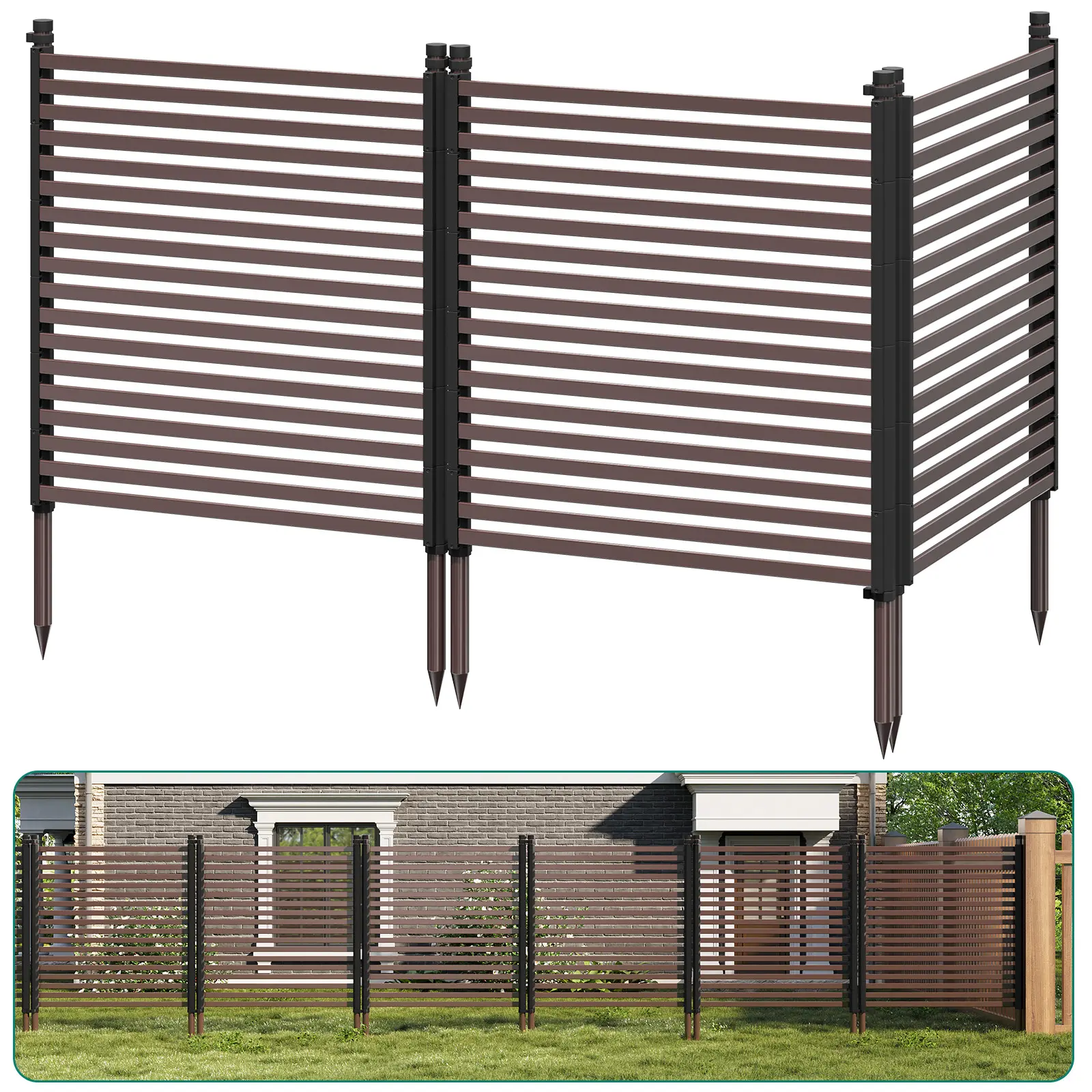 3-Panel Heavy Duty Outdoor Privacy Screen - Rustproof Metal Animal Barrier, Fast No-Dig Setup, 106.3" Long 47.24" Tall Weatherproof Garden Fence for Flower Beds, Backyard, Year-Round Home Improvement Decor