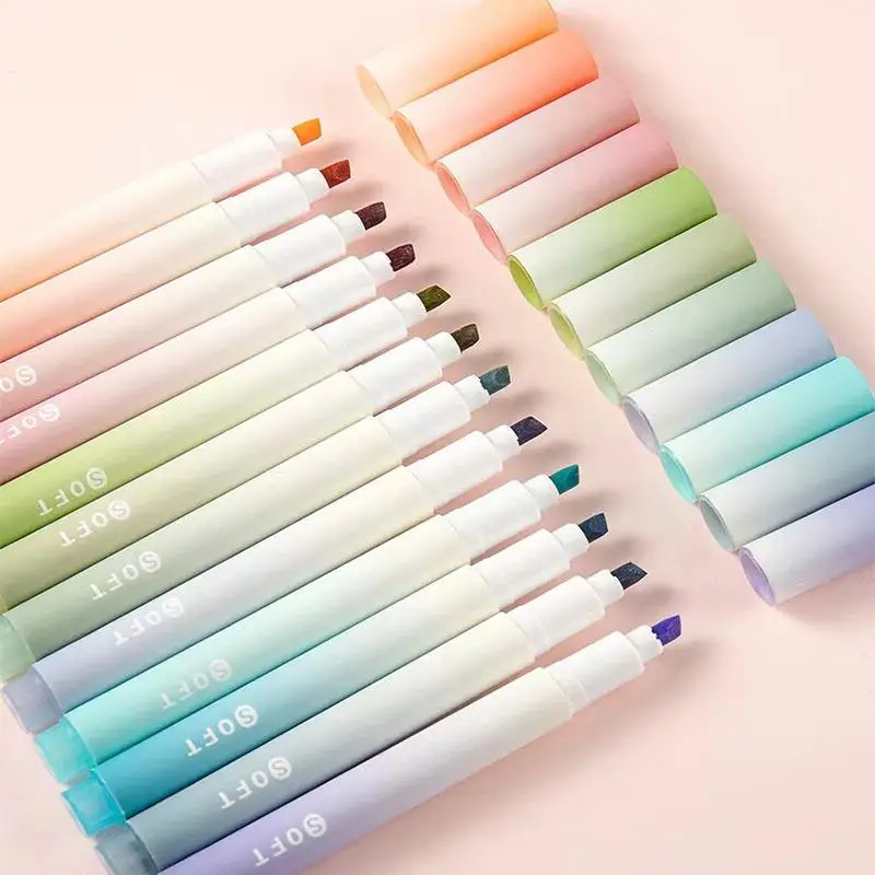 12pcs Multi-color Gradient Marker Pen, Colorful Pens for Studying Writing and Drawing