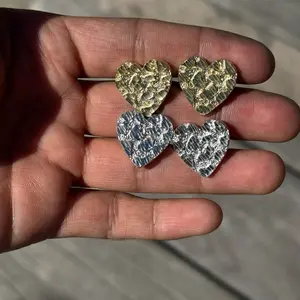 925 Silver Heart Nugget Earrings