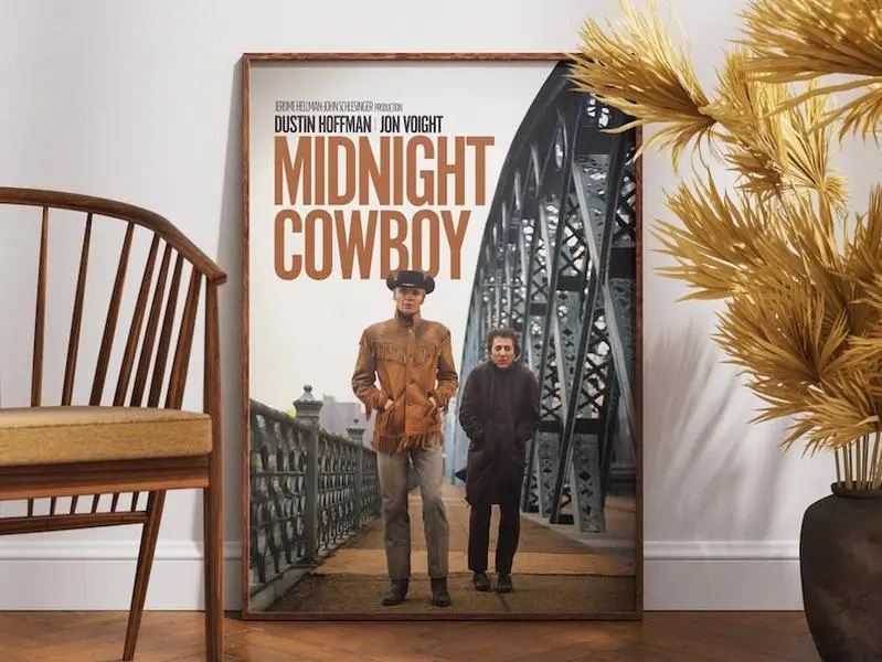 Midnight Cowboy Poster, Retro Movie Poster, Vintage Poster, John Schlesinger, Dustin Hoffman, Jon Voight, Gift for Him, Movie Lovers Gift