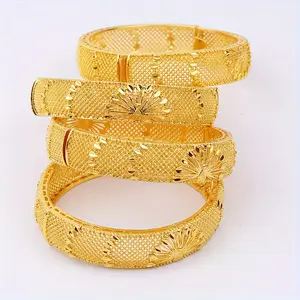 24K Elegant Gold Plated Open Bangle Bracelet Set,Classic Vintage Style,Perfect for Daily Wear,Special Occasions,As a gift for Valentine's Day and Mother's Day,All Season Fashion Jewelry bracelet stack  charm bracelets  bracelets for women