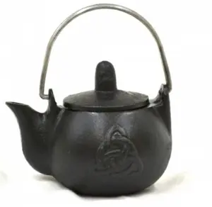 Triquetra Cast Iron Teapot Cauldron with Lid – 4" Altar Burner & Holder