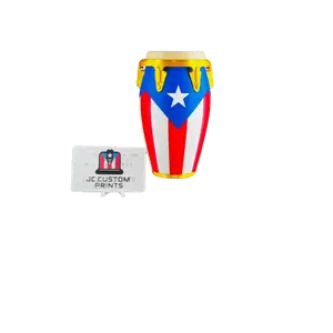Puerto Rico Conga Piggy Bank Colorful 3D Printed Design with Flag & Yellow Drum Durable PLA Perfect for Cultural Events & Gifts Matte Ornaments Decor Lightweight 7 Inches