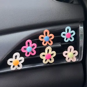 6pcs Car air outlet decorative accessories with transparent hollow flowers, Car Interior Decoration
