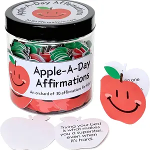 Positive Jar with 30 Daily Affirmation Cards, Emotional Support Gift, Collectible Gifts, Fruits Vegetables Cards, Birthday Gift, Inspirational Wellness Tool