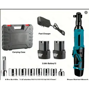 Electric Ratchet Kit 3/ 8inch , Electric Ratchet Wrench Set, Variable Speed and LED Light