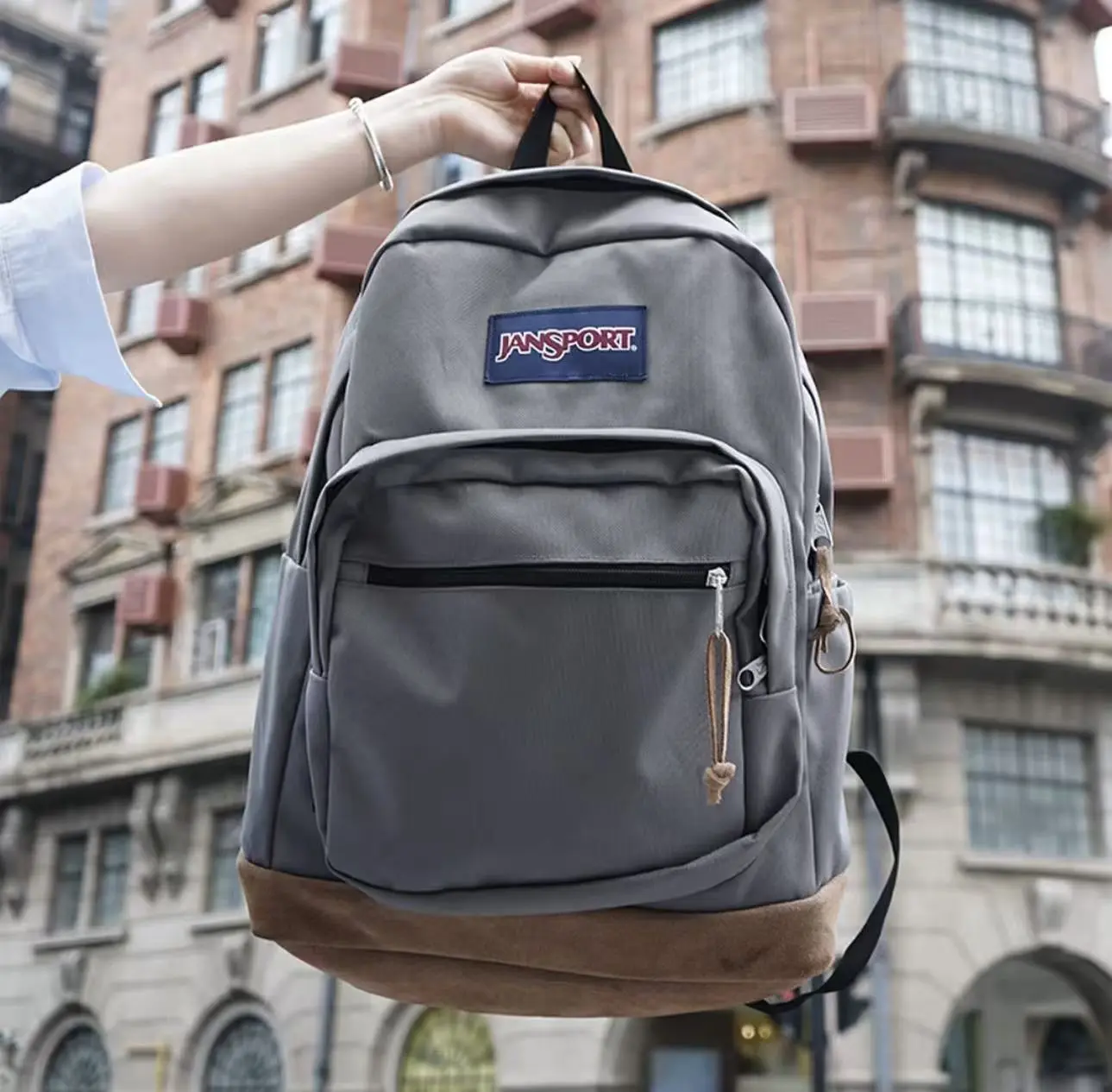JANSPORT Right Pack Backpack Sports Outdoor Bag Women's and Men's Retro Twilight Student Laptop Bag Travel Backpack School Bag Black Side Pockets and Compartments-Graphite Grey