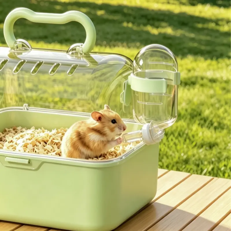 Lightweight Hamster Travel Cage with Water Bottle, Transparent Ventilated Carrier for Small Pets, Hamster Cages, Hamster Enclosure