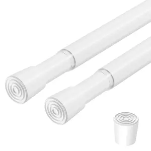2 Pack Spring Loaded Tension Rod 17-41" Adjustable Curtain Rods No Drill Extendable Spring Rod Tension Curtain Rods For Window Kitchen Shelves Rv Refrigerator And Small Spaces,White