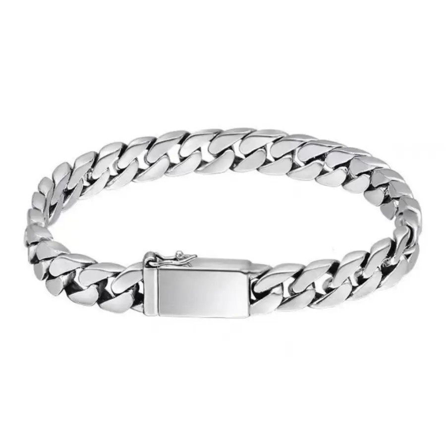 925 Sterling Silver Cuban Link Bracelet for Male - Unisex Exquisite Bracelet with Polished Finish, Durable Vintage-Inspired Timeless Jewelry for Daily Wear & Special Occasions, Cuban Bracelets, Chain Link