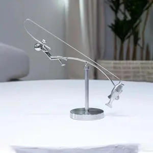 Fisherman Balance Sculpture, Kinetic Fishing Statue, Anti-Stress Science Psychological Desk Toy, Fun Balancing Art Toy