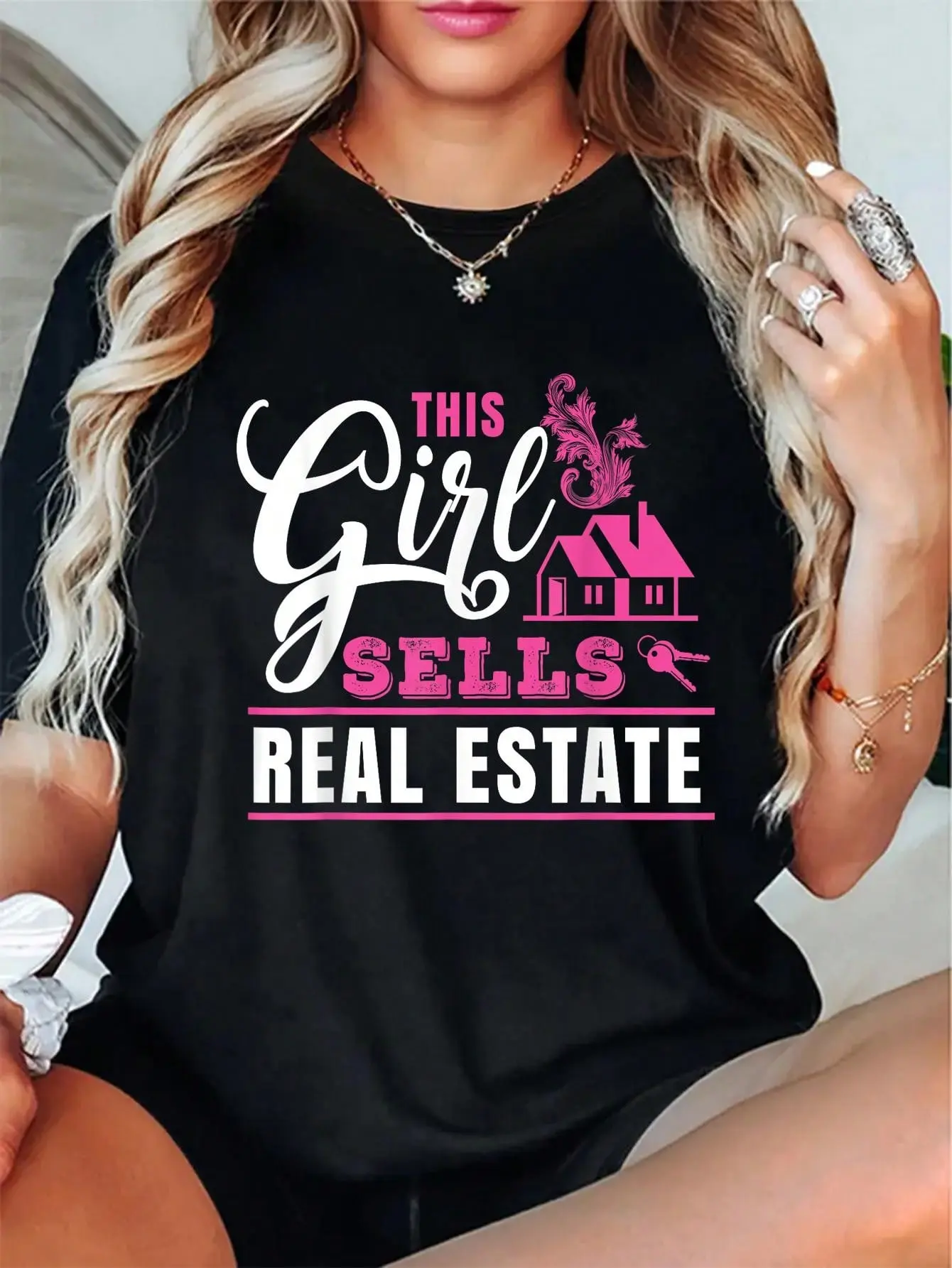 100% Cotton This Girl Sells Real Estate TShirt - Female Realtor Gift Tee