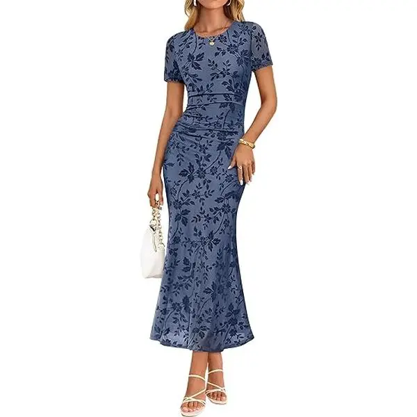 fairy with blue dress Fairy Dusty Blue Tulle Floral Lace Boho Prom Dress