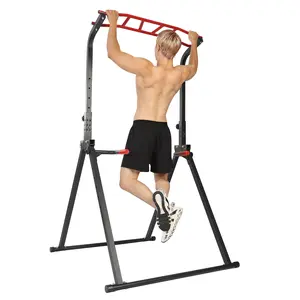 Lpxpass Foldable Multifunction Power Tower Pull-Up Bar & Dip Station for Home Outdoor Strength Training Stable Triangular Leg Design Adjustable Foldable