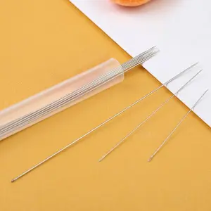34 pcs bead needles center opening curved bead needles Set with straight beaded needles needle threader ferrule