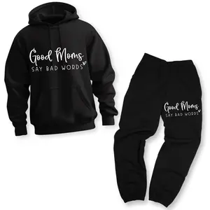 Good Moms Say Bad Words Matching Sweatshirt & Sweatpants Set - Stylish Comfortable Casual Wear for Everyday Use