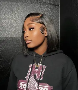 Bob wig straight full frontal transparent 200% density