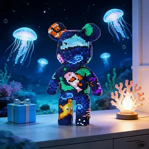 Neon Bear 3D Puzzle Building Block Ornament for Home and Office Decor, Ideal Gift for Housewarming and Holidays, Perfect for Party and Room Decoration
