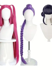 Braided Wig with Long Straight Bangs, Heat Resistant Synthetic Fiber, Perfect for Halloween, Anime Conventions, Theme Parties