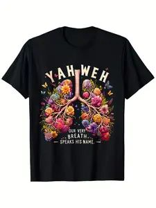 Plus Size - Plus Size - Women'S Plus-Size Christian T-Shirt - Jehovah Our Breath Says His Name Hebrew Bible Tree of Life & Lungs Design - 100% Soft Breathable Oversized Fit (0XL-5XL) - Church