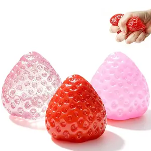 3Pcs Big Taba Squishies Strawberry, Cute Strawberry Squeeze Toys, Upgrade Fruit Squishies, Kawaii Sticky Stress Toy, Clear Fidget Toys, Valentines Gift for Kids, Teen Boys Girls Birthday Gift Ideas
