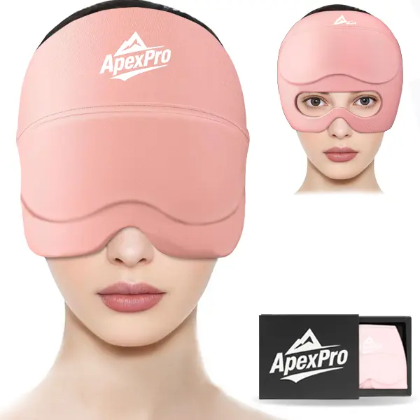 Apexpro Unisex Ergonomic Migraine Relief Cap for Adults - Reusable Cold Gel Head Wrap with Integrated Eye Mask, 360° Compression Hot & Cold Therapy, All-Season Stress Relief Soothing Face Covers & Mask, Ideal Gift for Stressed Partners, All Seasons, Sleep