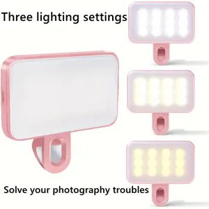 Portable Rechargeable LED Fill Light for iPhone 15/14/13/12/11 Pro XS, A72/A71/A52/A51, with 3 Light Modes, USB Charging, 200mAh Battery, Clip-On Design, Adjustable for Phones, Cameras, Video, Zoom Meetings