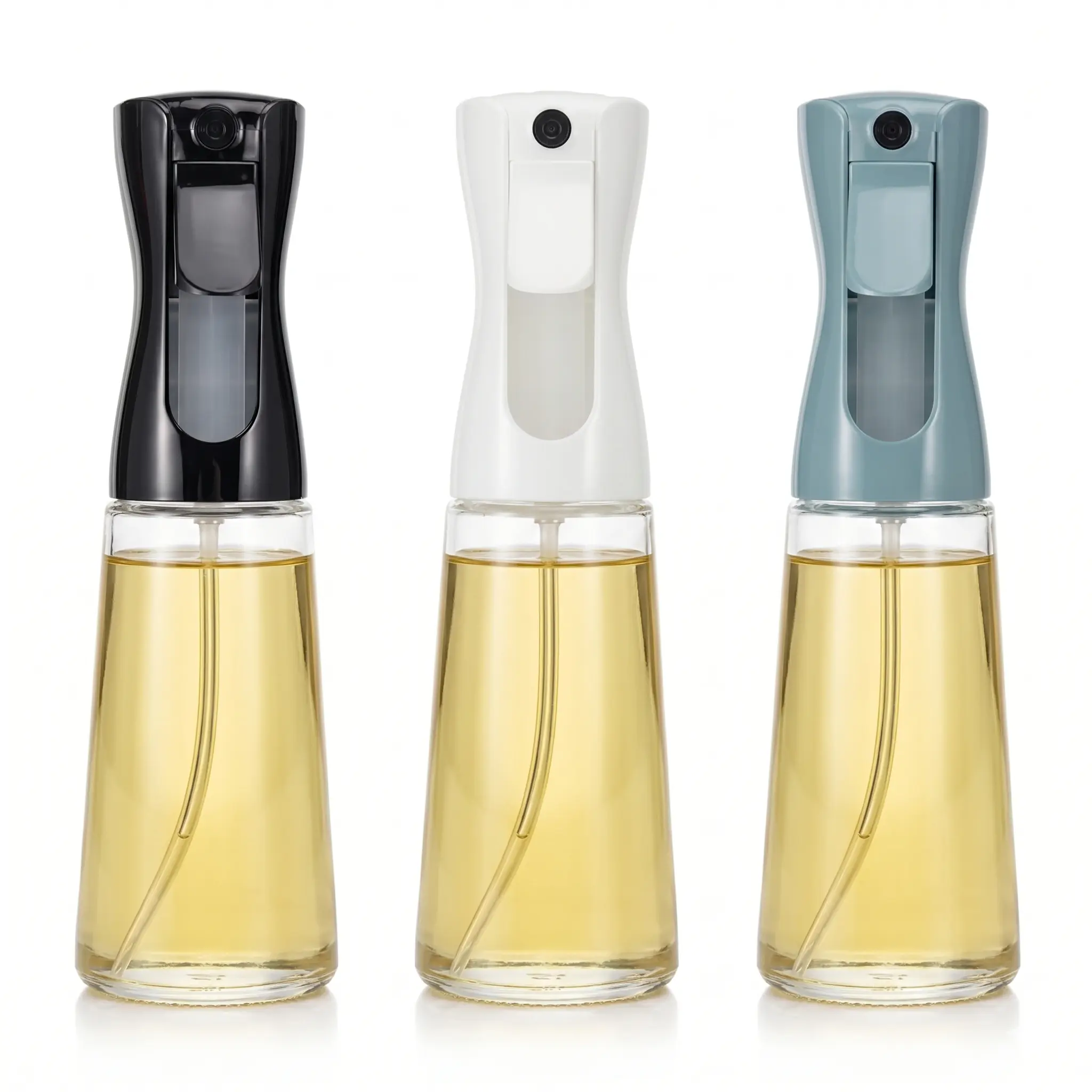 Kitchen Oil Mister Utensils - 11oz Professional Glass Oil Dispenser with Transparent Body & Precision Nozzle for Healthy Cooking