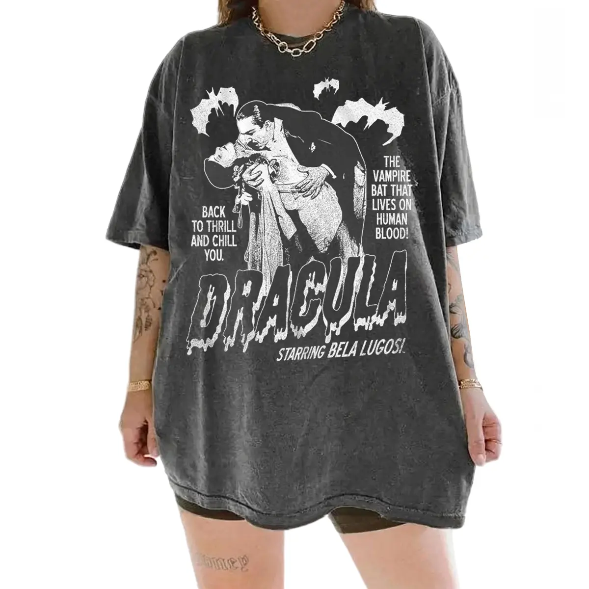 Classic Dracula Vampire Vintage T-Shirt, Retro Black and White Movie Graphic Tee, Halloween Shirt