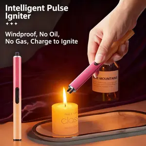 Candle Lighter, Electric Lighter,Rechargeable Type C Lighters Arc Lighter with LED Battery Display, Flame-less Long Lighters for Candl,Christmas gifts,es Grill BBQ Camping,Gift for Mom Women Men Wife Sister,New Year gifts
