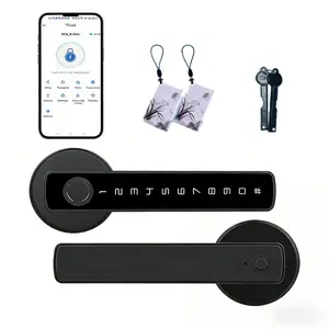 Smart lock, support password, key, card and tuya small program a variety of ways to unlock. It is powered by AA batteries and is suitable for home, bedroom, office and rental properties.