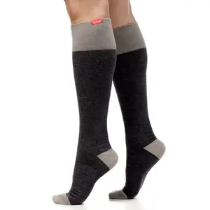 VIM & VIGR Heathered Cotton Compression Socks Knee High 15–20 mmHg for Women & Men – Breathable Support Socks for Circulation, Work, Travel & All-Day Comfort