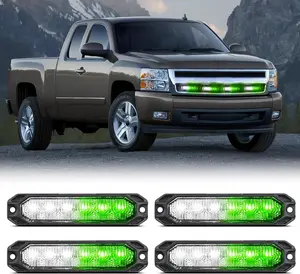 Nilight 4PCS 6LED Green White  Strobe Lights 12V 24V Surface Mount Flashing Warning Hazard Lights Ultra Slim Sync Feature Grille for Cars, Trucks, Van, Off Road, SUV  dealsforyoudays
