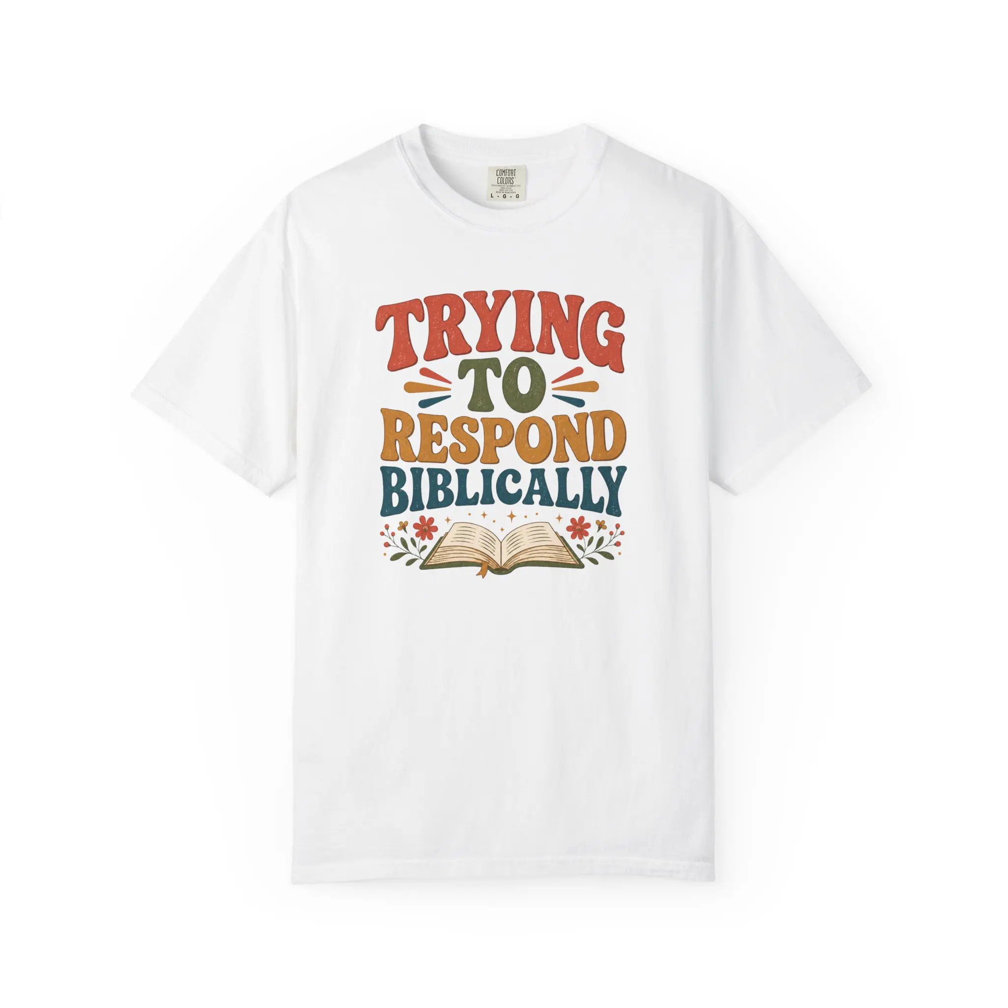 Trying to Respond Biblically Retro Christian Humor T-Shirt | Open Bible Graphic Tee