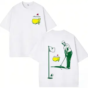 Masters Tournament Augusta National Golf T-Shirt, Double-Sided Iconic Putting Scene & Logo Graphic Oversized Cotton Tee, Great Gift for Golf Fans, Fathers Day & Masters Viewi,Masters Viewing Parties & Augusta National Enthusiasts,Men and Women Casual Top