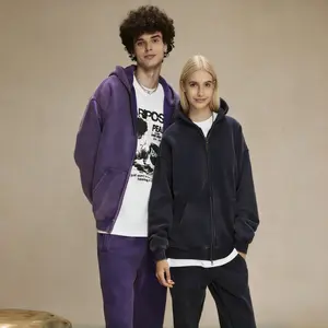 KEEPSHOING Men's and Women's Velvet Zipper Hoodie Long Sleeve Autumn Oversized Sweatshirt Pickled Y2K Jacket with Pocket